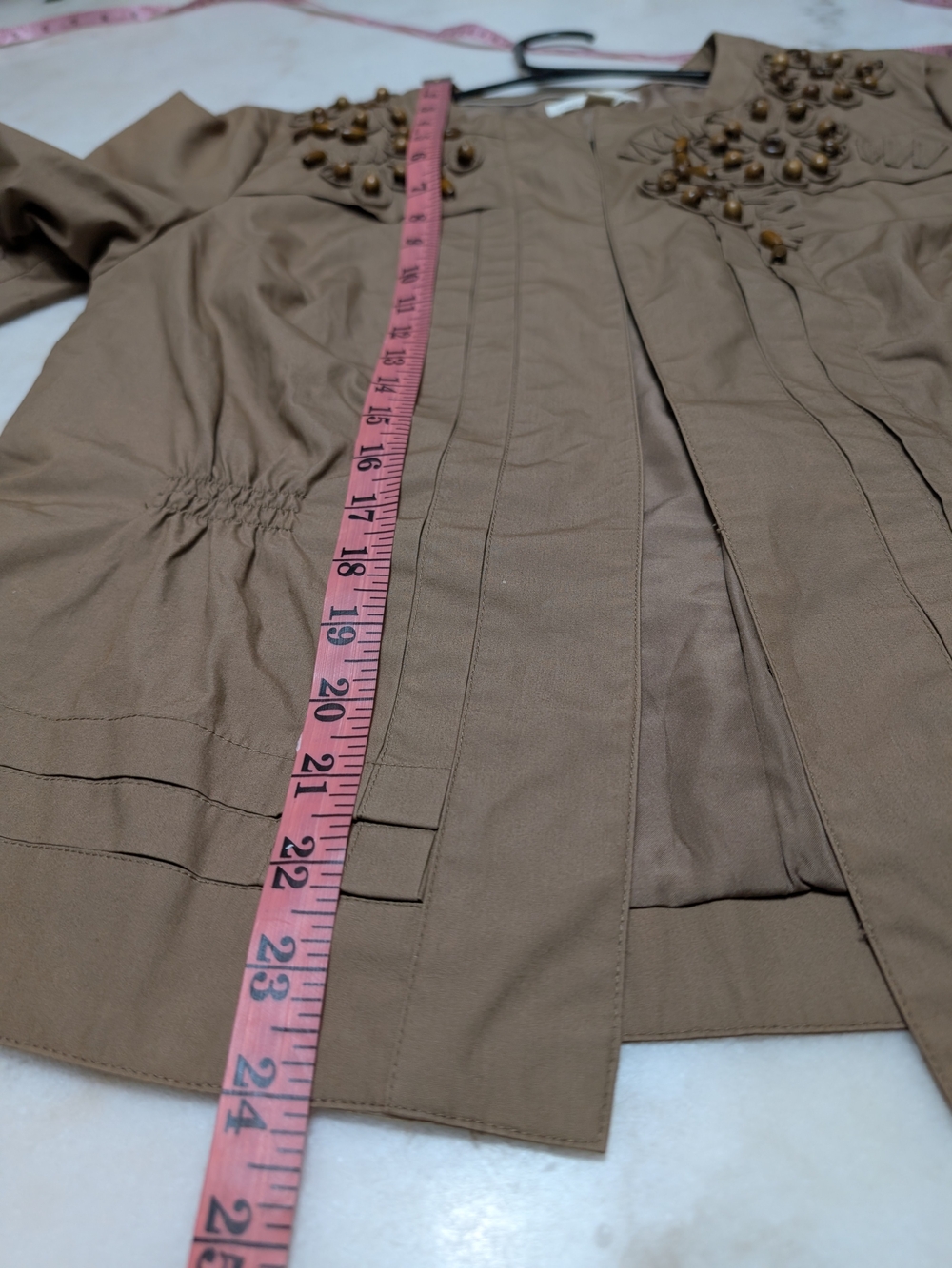Coldwater Creek Taupe Short-Sleeve Embellished Jacket - Picture 4 of 9